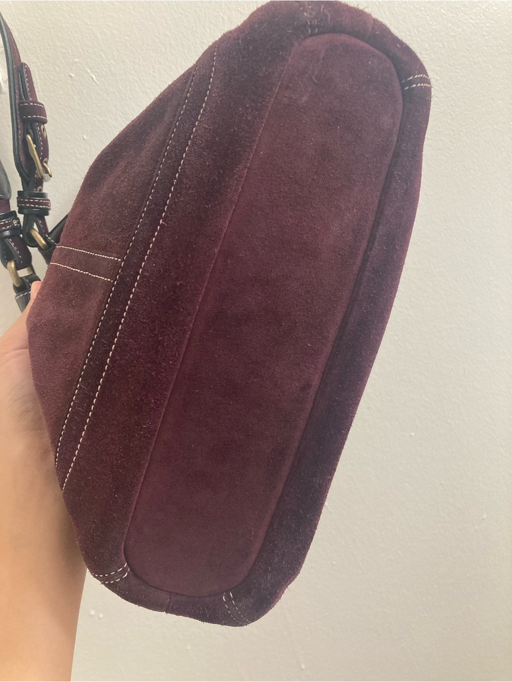 Coach Wine Suede Shoulder Hobo with Leather Trim - Picture 6 of 10